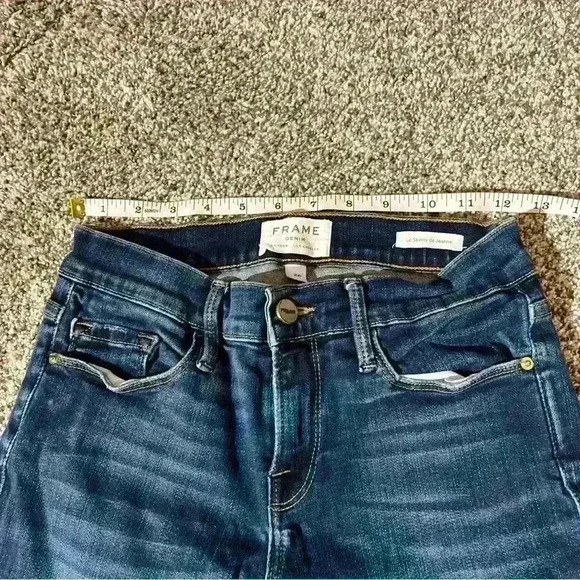 Frame Womens Le Skinny de Jeanne  size 26 Raw Ankle Hem Blue Denim - Picture 4 of 11